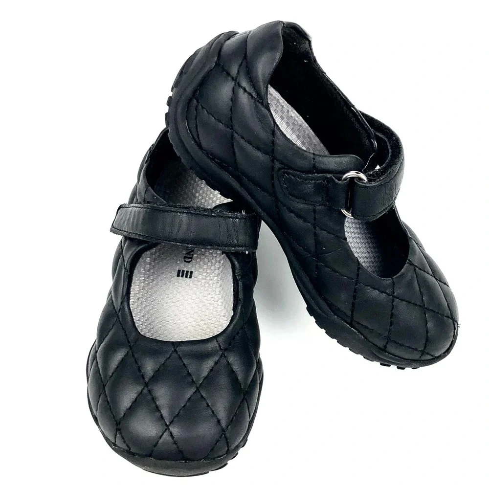 LandsEnd Toddler Black Quilted Leather Mary Jane 7